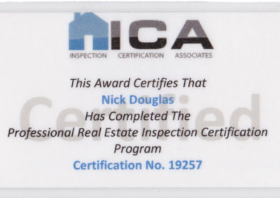 ICA Certificate - Property Inspections