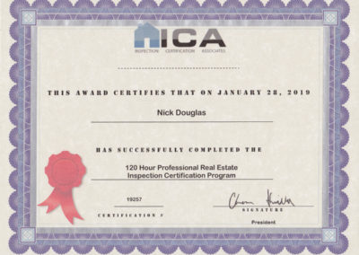 ICA Certificate - Property Inspector